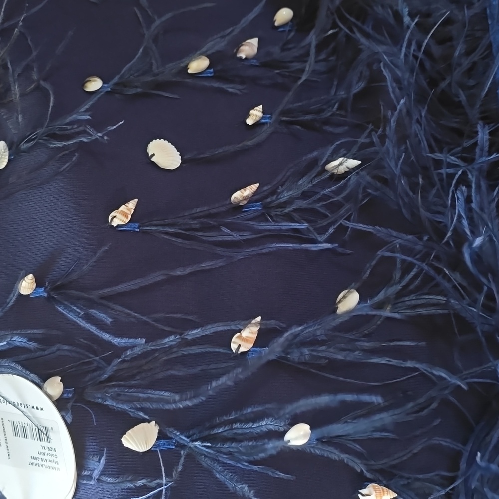 STAUD Navy Skirt with Beaded Fringe - Picture 5 of 15